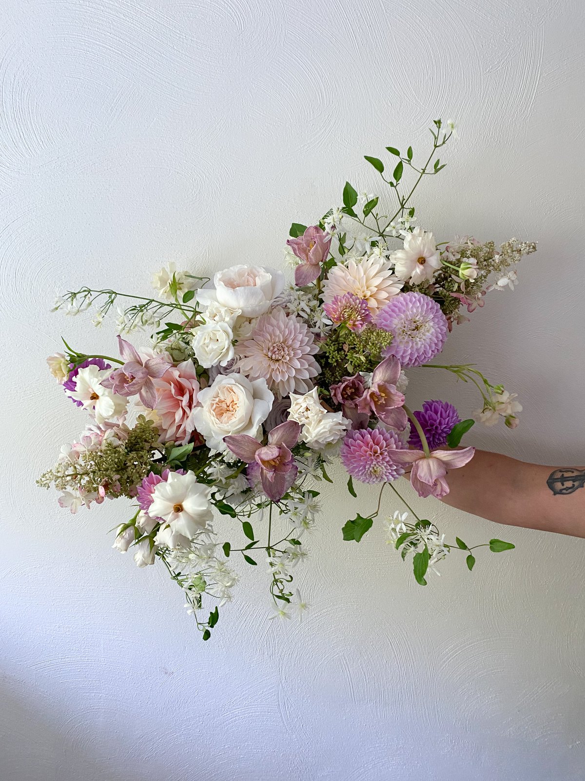 Bridal Bouquet With Dried Pink Wildflowers, Dried Flowers